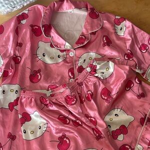 Hello Kitty Cherry Print Satin Pajama Set
